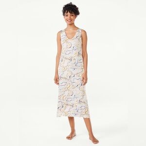 Joyspun Woman’s Sleeveless Midi Sleep Chemist, White Swirl